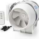 Voltset 4" Inch Inline Exhaust Fan with Remote Control, 280 CFM High Efficiency Air Flow for Bathroom, Kitchen, Grow Tent, Hydroponics, 3D Printer, 4" Pro