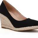 Ruanyu Women's Platform Espadrilles Wedge Sandals Slip On Solid Color Closed Pointed Toe Comfortable Wedge Pumps Shoes (7, Black)