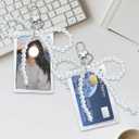 2 Sets Photocard Holder Keychain with Pearl Bow, Keychain Badge Holder Cute Photocard Holders, Lightweight Acrylic Bus Card Holders Badge ID Cards Kpop Accessories