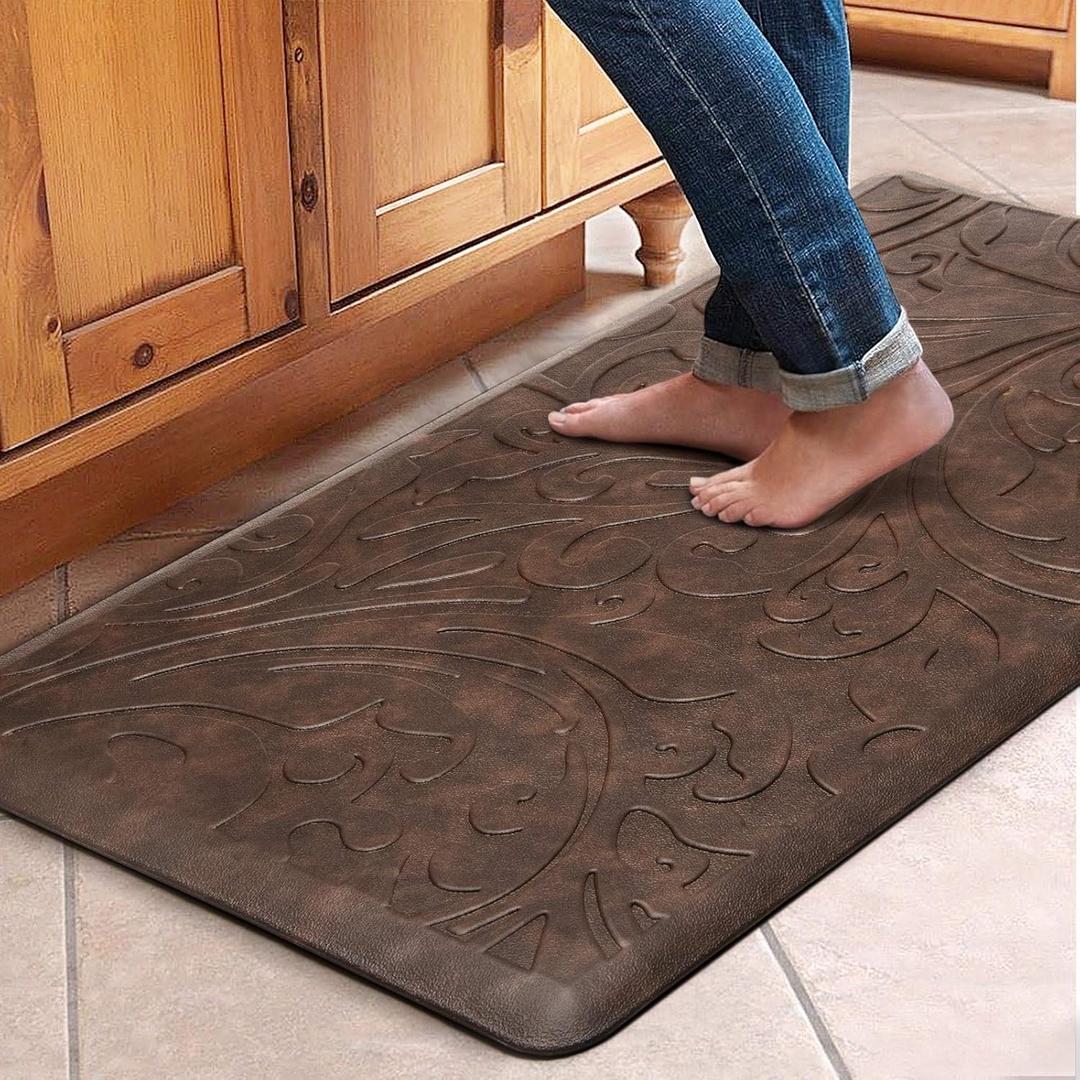 KMAT Kitchen Mat Cushioned Anti-Fatigue Floor Mat Waterproof Non-Slip Standing Mat Ergonomic Comfort Floor Mat Rug for Home,Office,Sink,Laundry,Desk 39"(L) x 20"(W),Brown
