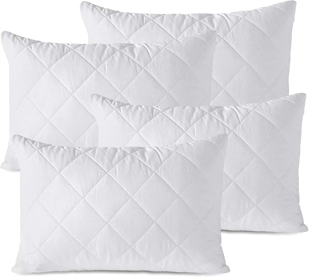 Queen 4 Pack Pillow Protectors Queen 20x30 Cotton Sateen Blend Style 450 Thread Count Lab Tested Tight Weave Premium Non Noisy Zip