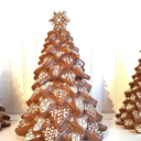 Pottery Barn Gingerbread TREE Cookie Jar Stoneware Christmas - 3 pc. Decoration