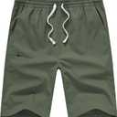 Men's Casual Shorts Drawstring Elastic Waist Summer Short Shorts Loose Fit 9 inch