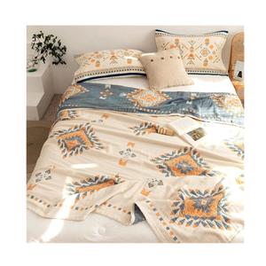 MSGKV Spring Blankets Cotton Throw Blanket 60''x 80'' Muslin Blanket for Couch Bed Chair, Soft Bed Cotton Quilted Boho Quilts Blankets Gifts for Women
