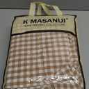 K MASANIJI Taupe White Plaid Ruffle Sheets Queen Size 4-Piece Set, 300TC 100% Yarn Dyed Washed Cotton Checker Sheets 18'' Deep Pocket Farmhouse Gingham Decorative BeddingTaupe/White Plaid, Queen