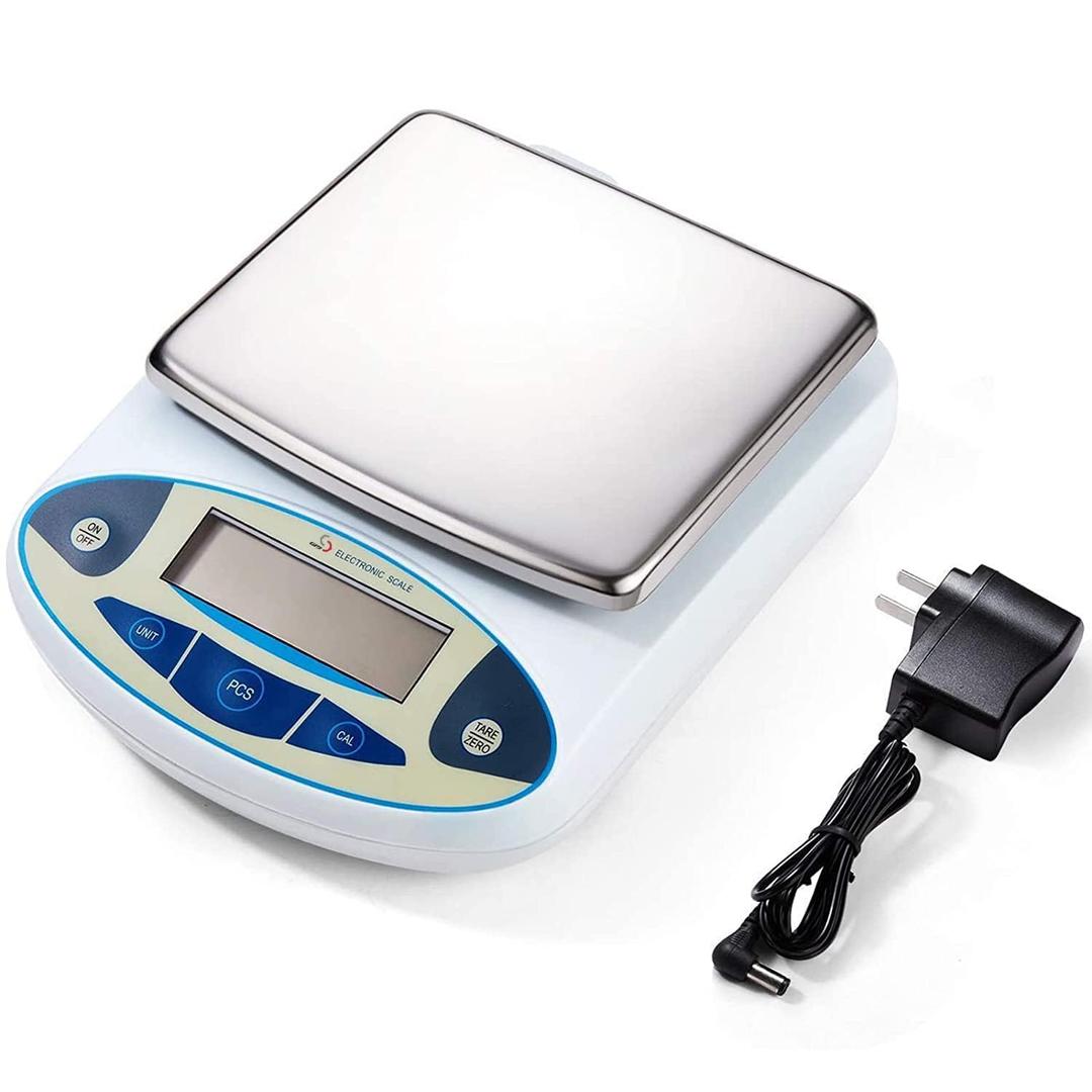 Lab Scale 5000g x 0.01g Accuracy High Precision Electronic Analytical Balance Laboratory Precision Scale Digital Kitchen Balance Scale Jewelry Scale Scientific Scale, 6.7'' Weighing Surface Dp
