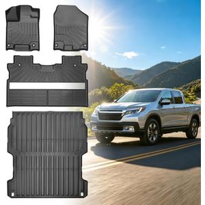 Floor Mats for Honda Ridgeline 2017 2018-2026, TPE Ridgeline Sport,RTL,Trail Sport,Black Edition, RTL-E Floor Mats, Non-Slip Waterproof Summer Winter 1st & 2nd Row & Bed Liners