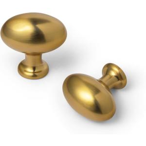Goo-Ki 1.2 Inch(36MM) Oval Brushed Gold Drawer Knobs, Modern Zinc Alloy for Cabinet Knobs for Dresser,6 Packed