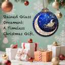 2 x Stained Glass Christmas Decorations, Santa Claus On The Moon Star Suncatcher for Window Christmas Tree Hanging Ornaments Blue Sun Catcher Xmas Decor Gifts for Women Men Mom Nana Friend (3.1x3.5 IN)