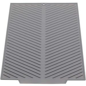 Silicone Dish Draining Mat, Eco Friendly Dish Drying Mat Kitchen Counter Anti-Skid and Heat Insulation Pad, Sink Drainer Mat with Dense Drainage Grooves (L (20"×16"))