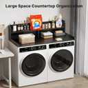 Washer Dryer Countertop with Non-Slip Pads, 2.75" H Guard, 54" W x 27.5" D Wood Laundry Countertop Cover, Large Space Washer Dryer Topper for Laundry Room Organization(Black)