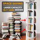 SpaceAid 5 Tier Rotating Bookshelf Tower, Spinning Bookcase Lazy Susan, Revolving 360 Book Shelf Storage Round Carousel, Vertical Rotate Turning Spiral Corner Organizer, White