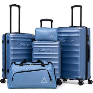 CONCEPTEN Luggage Sets, 5 Piece Durable Suitcase Set with Spinner Wheels, ABS Hard Shell Lightweight Luggage with TSA Lock, Large Checked Travel Suitcases, 20/24/28 Inch, Blue, 5PCS