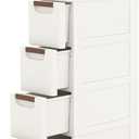 4 Drawers Narrow Storage Cabinet, Slim Bathroom Storage Cabinet, Plastic Rolling Cart Organizer for Small Spaces, Laundry, Office, Home,White