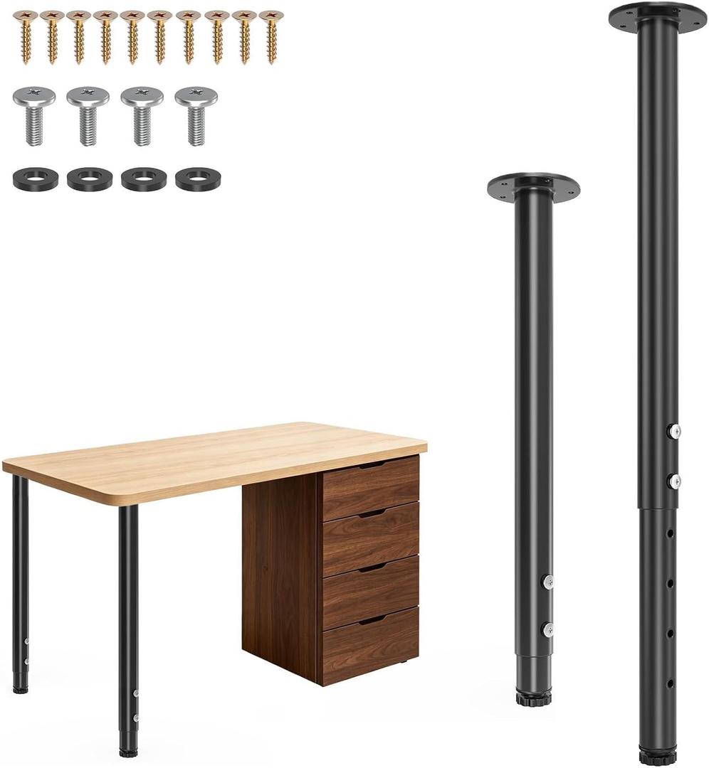 Adjustable Metal Table Legs 21-36 Inch(2PCS), Heavy Duty Furniture Legs Set for Computer Desk, Dining Table, Office Desk(Black)