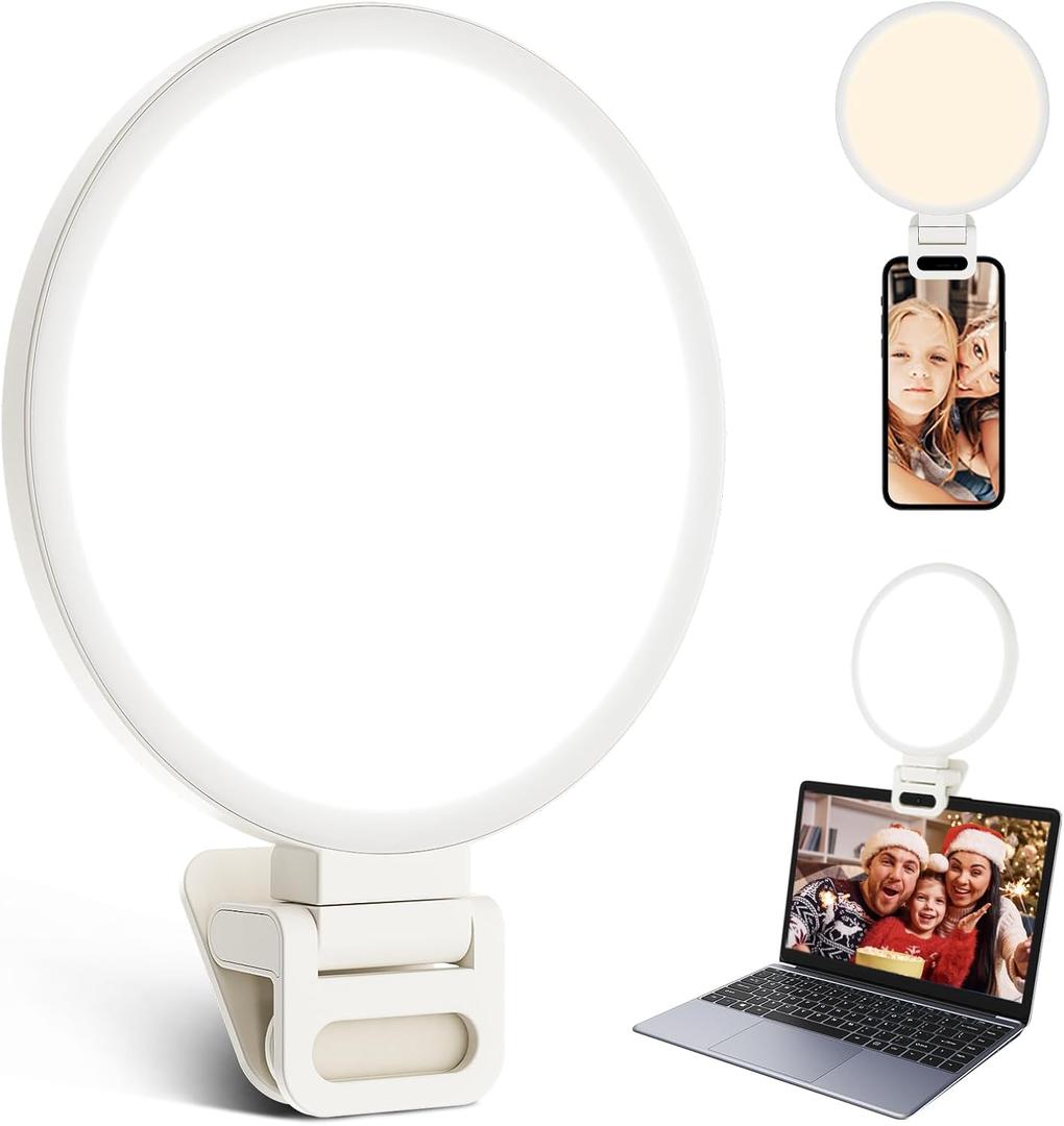 Upgraded Full Screen Ring Light 60 LED Side Emitting Anti-Glare Clip-on Light for Phone iPhone Computer Laptop Monitor, 3 Light Modes for Live Streaming, Selfie, Zoom Video Conference,TikTok