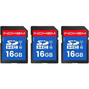 INDMEM 16GB SD Card (3 Pack), C10 SDHC UHS-I Memory Cards U1 Class 10 High-Speed Full 4K HD Video Compatible with Digital Point-and-Shoot Cameras, HD Camcorders, DSLR and PC