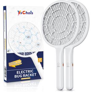 Electric Fly Swatter, Bug Zapper, Mosquito Zapper Racket | Gold Zone Voltage, Densest 3 mm Mesh, Apple-Like Weight - AA Battery Powered (not incl.) - Indoor & Outdoor, Pro Swat Tips, 2 Packs
