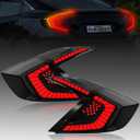 LED Tail Lights for Honda Civic 10th Gen Sedan 2016-2021,Rear Tail Lamps Assembly with Starting Animated,One Pair Sequential LED Turn Signal,Smoked(Not Fit Hatchback & Type R)