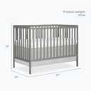 Dream On Me Synergy 5-in-1 Convertible Full-Size Baby Crib with Toddler, Day & Full Bed Conversion in Cool Grey, GreenGuard Gold & BSA, 3 Mattress Heights, Sustainable Pinewood