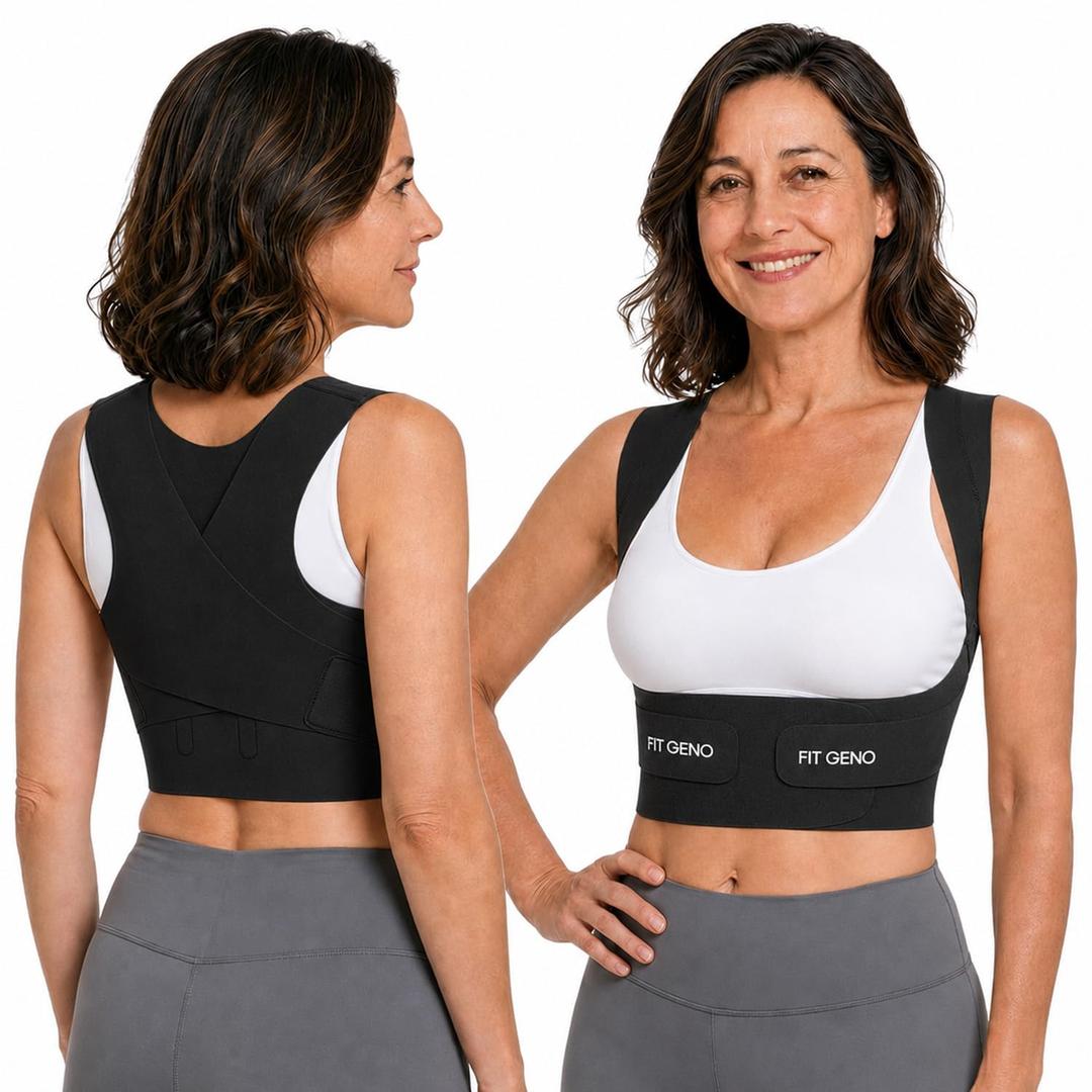 Fit Geno Invisilite Posture Corrector for Women, Adjustable Back Brace for Hunchback Slouching, Upper Back Neck Shoulder Pain Relief, Lightweight Discreet Under Clothes, X-Large