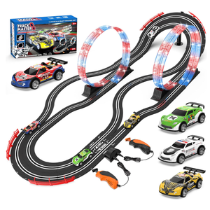 2in1 Slot Car Race Track Set with 4 HighSpeed Cars, Electric Track, Dual Racing Game with 2 Controllers, Circular Overpass Design Featuring Flash Tracks. Toy Gift for Boys Kids Ages 46 68 812