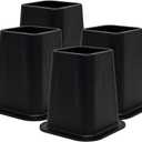 Kings Brand Furniture 6-inch Bed Risers - Set of 4 Black Heavy Duty Stackable Furniture Risers for Under Bed Storage, Desk, Sofa, Couch
