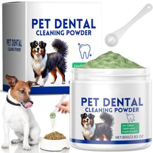 Mimo Style Dog Dental Powder, Dog Teeth Cleaning Powder, Targets Tartar & Reduces Plaque & Bad Breath - Teeth Cleaning Made Easy Eliminate - Meat-Flavored Formulated