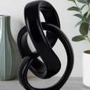 Modern Abstract Knot Sculpture, Artistic Mobius Inspired Resin Decor, Elegant Home and Office Decor, Perfect for Shelves, Desktops, and Mantles, Ideal Gift for Birthdays, Housewarmings (Black)