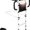 Bed Rails for Elderly Adults Safety with Foldable Tray & Motion Sensor Light, Adjustable Height Bed Assist Bar with 3 Handles, 350 lbs Capacity Bedside Support Rail, Easy to Install