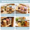 KEYWING 6-Pack 24oz Glass Overnight Oats Jars Wide Mouth Mason Jars with Airtight Lids, Glass Food Containers for Chia Pudding, Oatmeal, Yogurt, Snacks & Meal Prep