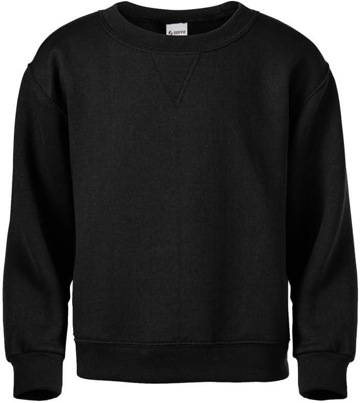 Soffe boys Classic Midweight Fleece Crew Sweatshirt (Medium, Black)