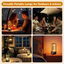 Portable Table Lamp for Outdoor Indoor: Cordless Rechargeable Desk Lamp with 3 Color Stepless Dimmable - Metal Battery Operated Lantern Light for Bedroom/Bar/Coffee Shop/Camping (Black)