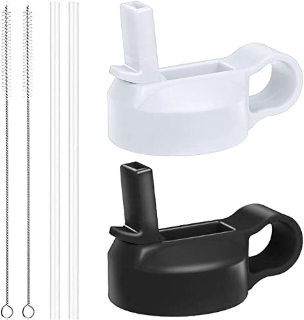 The Mass Wide Mouth Straw Lid Compatibility Most Sports Water Bottle (Black & White)