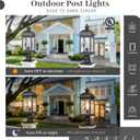 Dusk to Dawn Outdoor Post Lights Black Finish Lamp Posts Outdoor Lighting with Water Ripple Hand‑soldered Glass 21 Inch Height Large Pole Lights Outdoor for Walkway Porches or Garden, 21.2 Inch