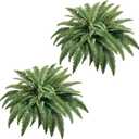 CQURE 42" Large Fake Fern Artificial Ferns for Outdoors,48 Fronds Set of 2 Realistic Artificial Boston Ferns Bush Plant for Indoor Outdoor Garden Porch Decor