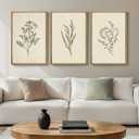 ANHUIB Neutral Beige Floral Canvas Wall Art Large Cream Botanical Wall Decor Vintage Minimalist Modern Paintings 16x24 Inch Set of 3 for Living Room Dining Room Bedroom