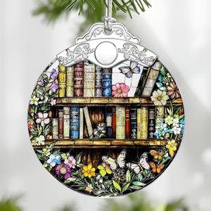 Book Stained Glass Ornament, Christmas Ornaments  Christmas Tree Decorations, Holiday Decor, Stocking Stuffer, Gift Idea, Gifts for Book Lover, Friend, and Faimly