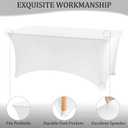 2 Pack 6FT Spandex Table Covers Washable Wrinkle Resistant Stretch Fitted Rectangle Tablecloth for Folding Table Wedding Party Birthday Banquet Bar EventsWhite