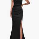 WOOSEA Women Sleeveless V Neck Split Evening Cocktail Long Dress XL