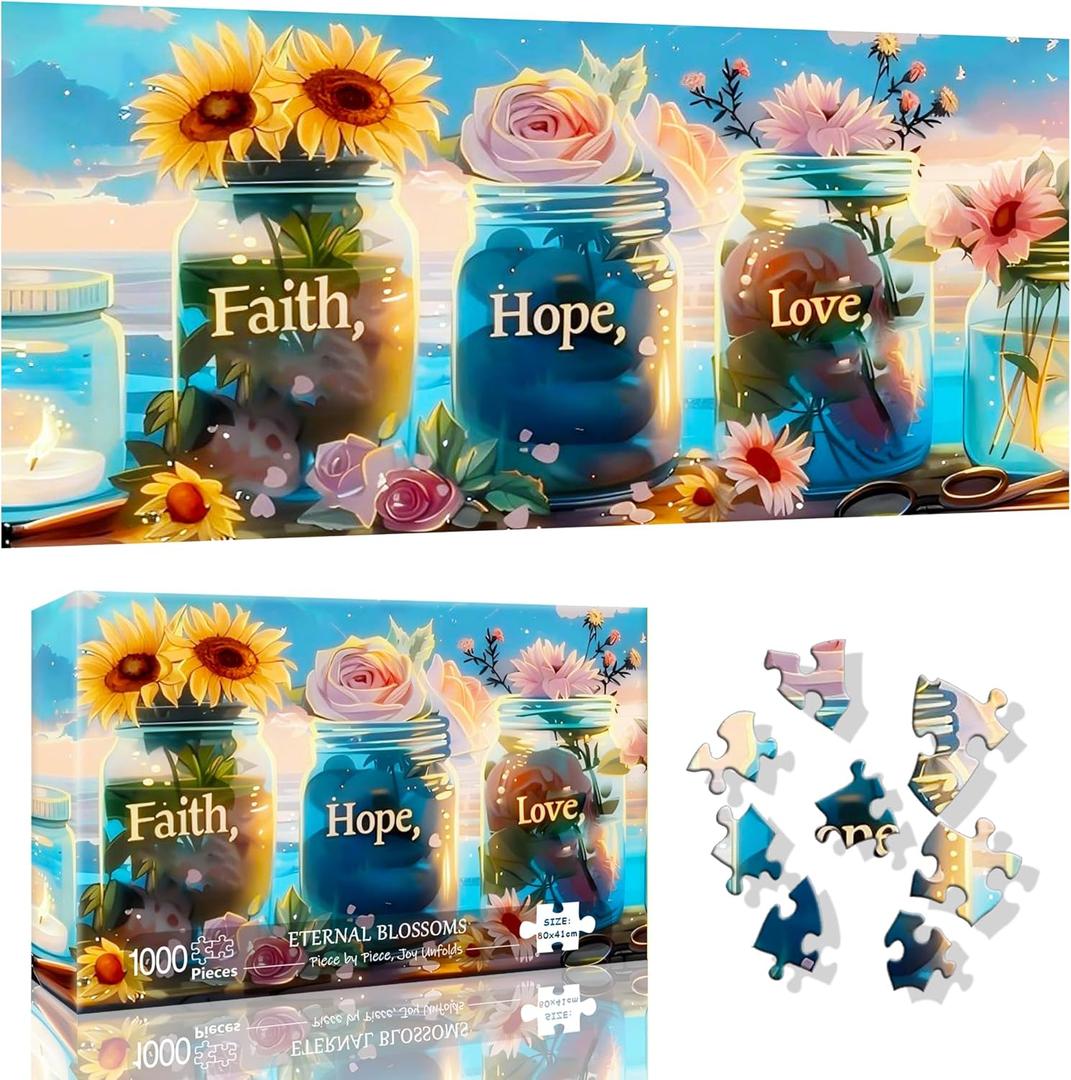 VAIIEYO Flower Puzzles for Adults 1000 Pieces - Eternal Blossoms, Extra Large Jigsaw Puzzles Vase, Fun & Challenging Puzzles, Family Time, Great Gift Idea, Home Wall Decor, Finished Size 31.5 x 16.4in