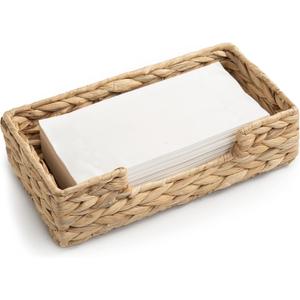 CLAYNIX Rattan Napkin Holders for Table, Napkins Holder For Paper Napkins, Kitchen Luncheon Paper on Boho Dining Countertop - Rectangle (Yellow)