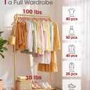 Clothes Rack - Clothing Rack with Storage Mesh Shelf & Casters, Heavy-Duty Metal Clothing Rack for Hanging Clothes, Dresses, Coats, Large Load Capacity, Easy Assembly, Gold, 28.0"x16.9"x59.0"