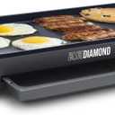 Blue Diamond 20 x 10.5 Extra Large Electric Griddle, Healthy Ceramic Nonstick Surface, Non-Toxic PFAS-Free, Temperature Control, Family Friendly, Removable Drip Tray, Easy Clean, Graphite