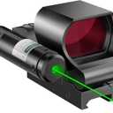 HIRAM Reflex Sight Laser Combo, 2 MOA Red Dot Sight with Green Laser 4 Reticle Patterns 8 Brightness Settings for 20 mm Picatinny Weaver Rails, Tactical Optics for Rifle Pistol Airsoft