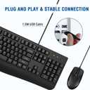 Wired Keyboard and Mouse Combo, EDJO Full-Sized Ergonomic Computer Keyboard with Palm Rest and Optical Wired Mouse for Windows, Mac OS Desktop/Laptop/PC