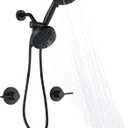 2 Handle Shower Faucet Wall Mounted Two Handles Shower Faucet Set with 8 Modes Rainfall Shower Head and 10 Modes Handheld 2 Knobs Shower Trim Kit with Rough-in Valve, Matte Black