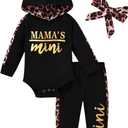 Baby Girl Long Sleeve Infant Hoodie Romper Pants Outfit (12-18 Months, Black)