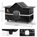 Weatherproof Outdoor Cat House Black 28" x 16" x 17"
