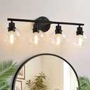 Indoi 4-Light Bathroom Light Fixtures, Black Bathroom Lights Over Mirror with Clear Glass Globe Shade, Vanity Lights for Bathroom Kitchen Living Room Hallway Cabinet Bedroom Porch ( 2 fixtures are missing)